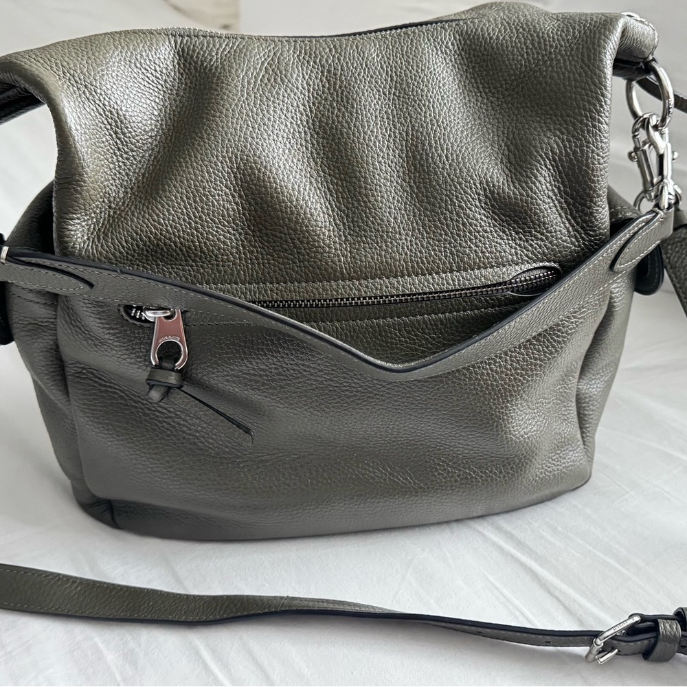 Coach Pennie Shoulder Bag Sage Green Pebbled Leather